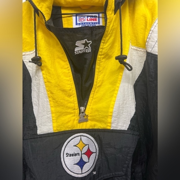 NFL - Steelers - 90s Starter Hooded 1/2 Zip Pullover Jacket  Pro Line - XL - Picture 7 of 16